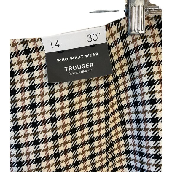 Who What Wear Plaid High Rise Straight Leg Split Front Side Zip Trousers NWT 14 - Picture 5 of 10